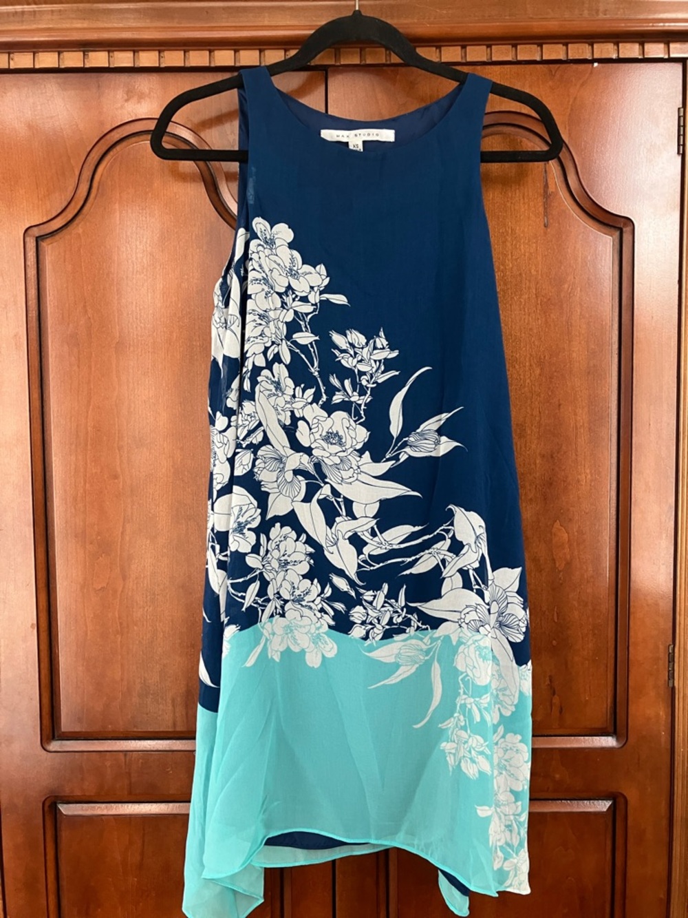 Max Studio A-line Floral Asymmetrical Hem Dress